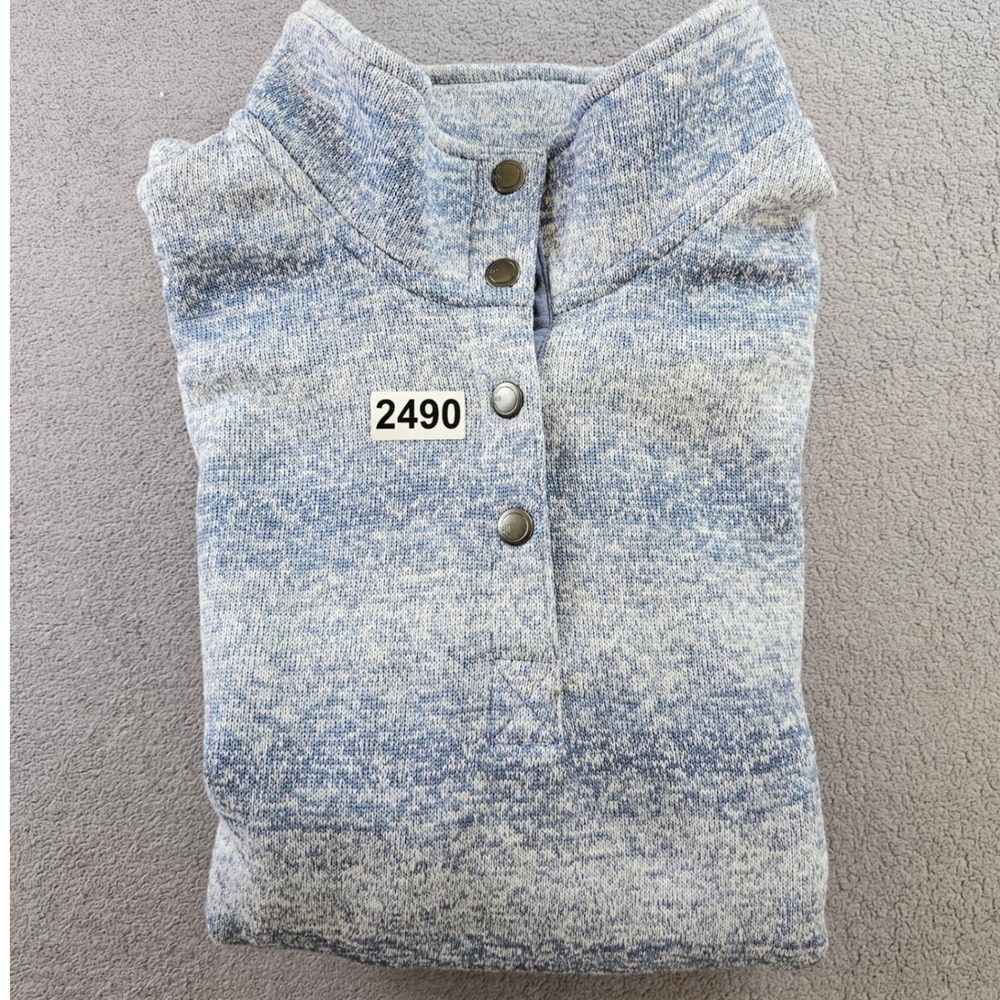 Natural Reflections Sweater Womens XL Blue Cozy Fleece Oversized 1/4 Snap Button - Picture 11 of 12